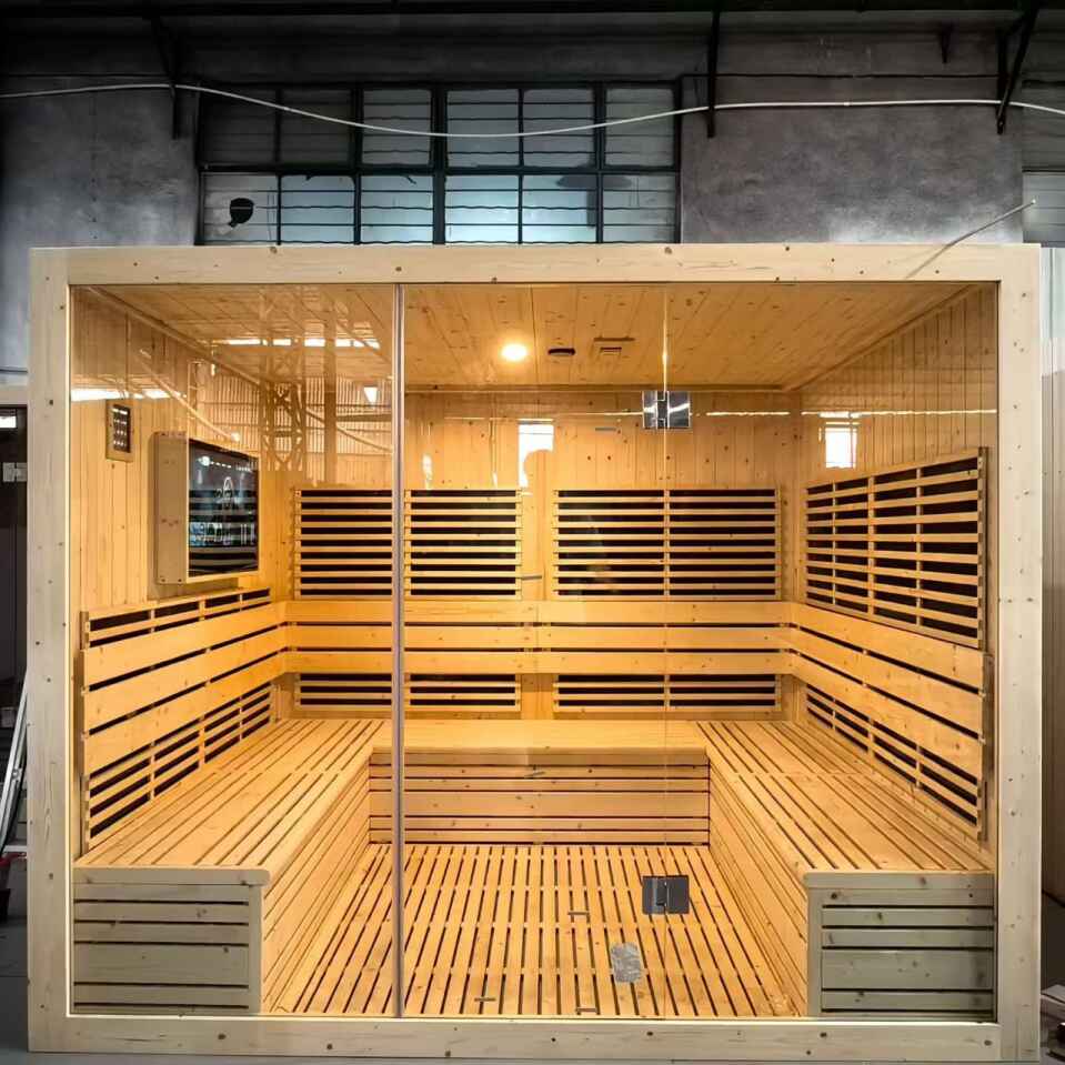 Sauna pro 5-10 osob Dřevěná infračervená sauna Pokoj s LCD TV